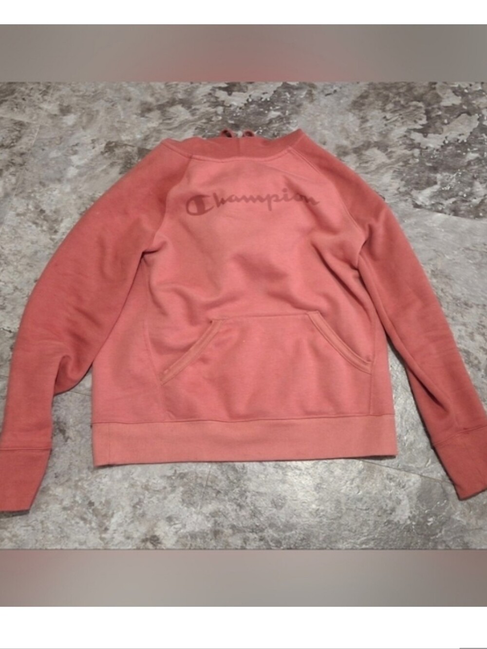 Champion Womens Coral-Pink Pullover Script Logo Sweatshirt Hoodie Size Small